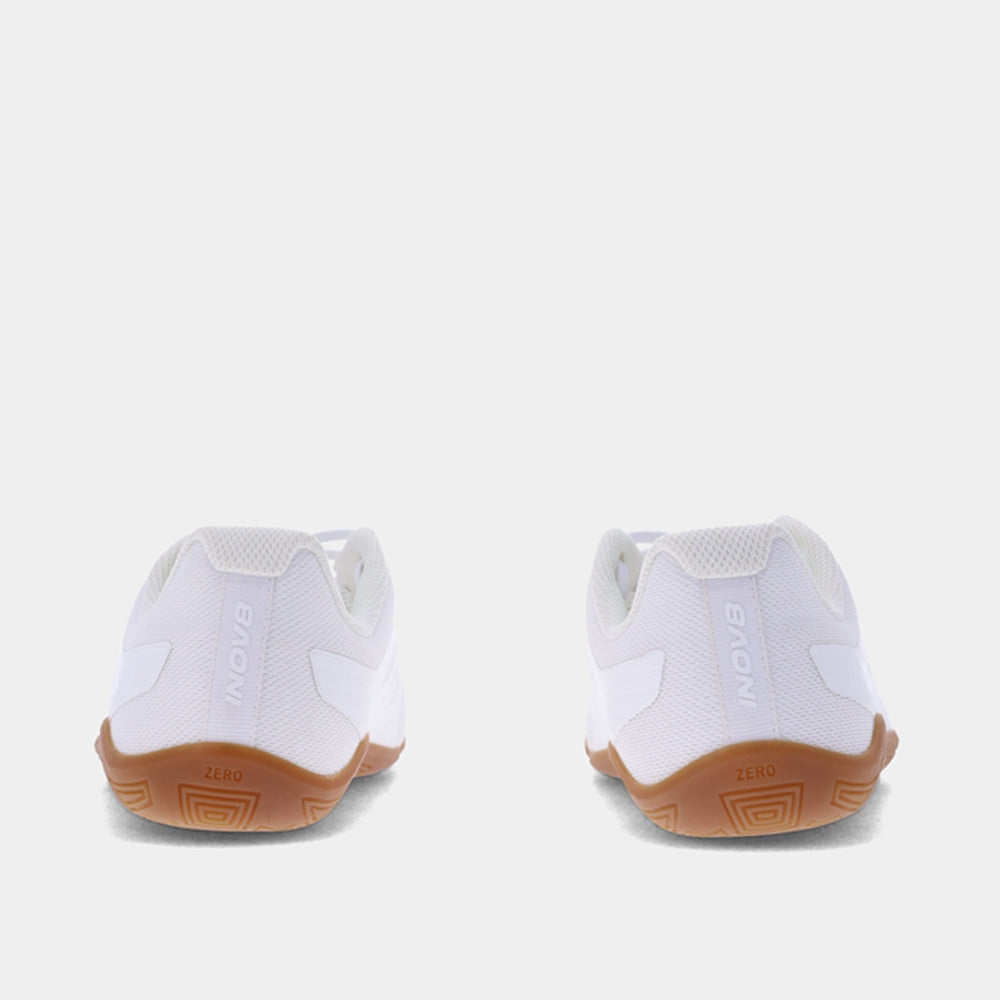 Pair of INOV8 Bare-XF V2 training shoes, white and gum, back view