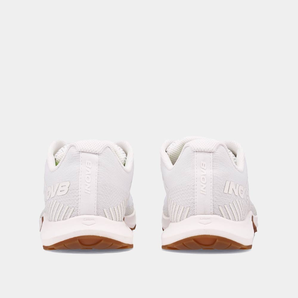Pair of INOV8 F-Fly training shoes, white and gum, back view