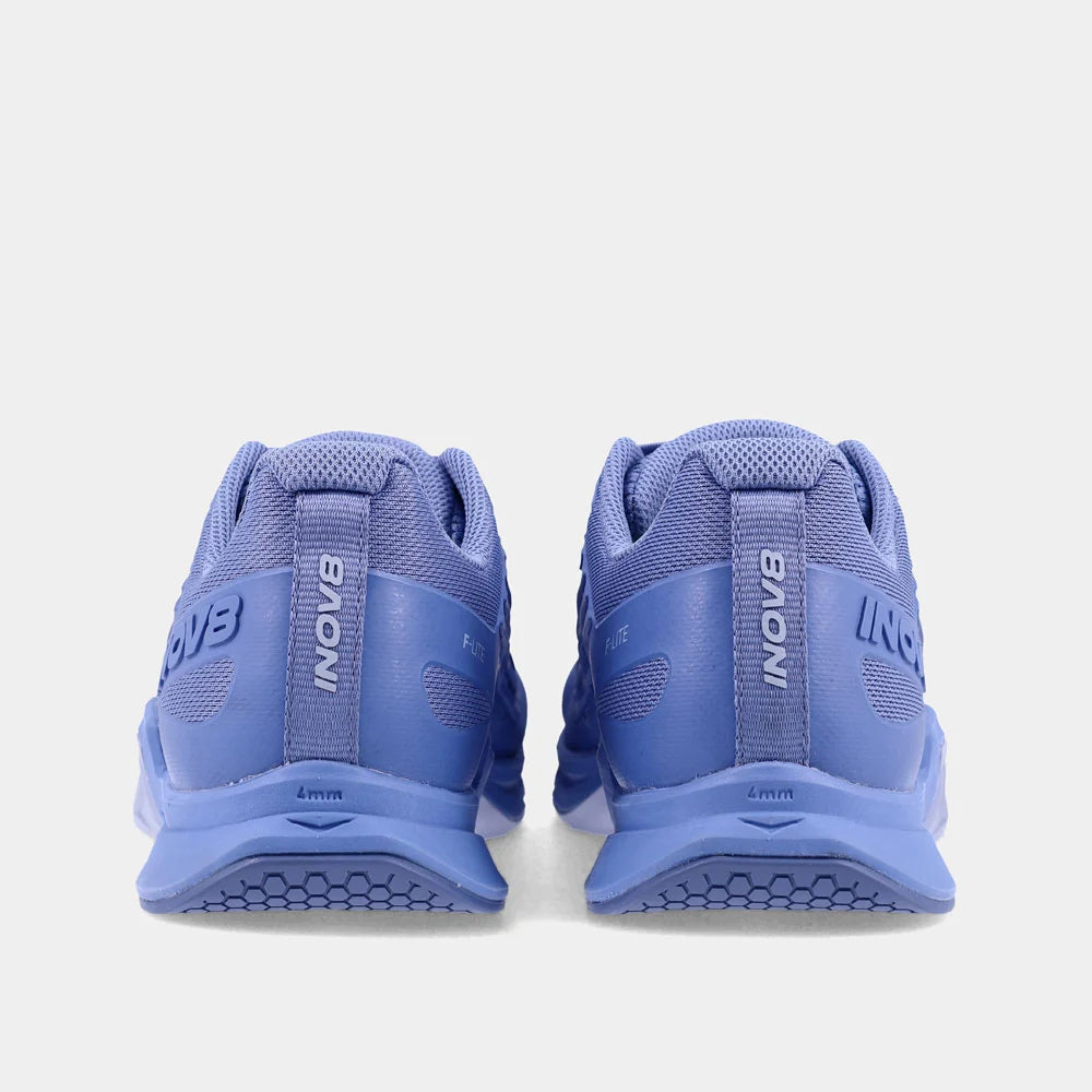 Pair of INOV8 F-Lite training shoes, blue and light blue, back view