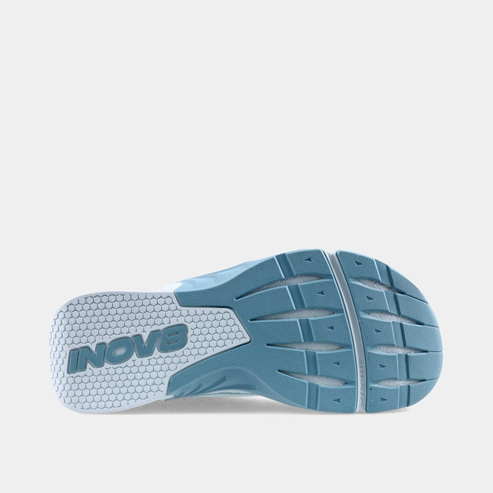 INOV8 F-Lite training shoes, light blue and blue, bottom view