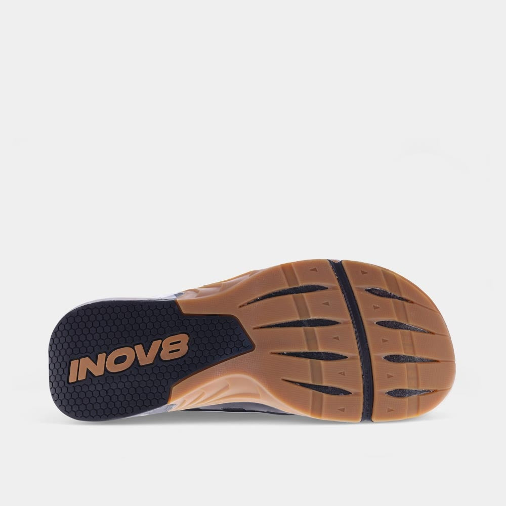 INOV8 F-Lite Max training shoes, black and gum, bottom view
