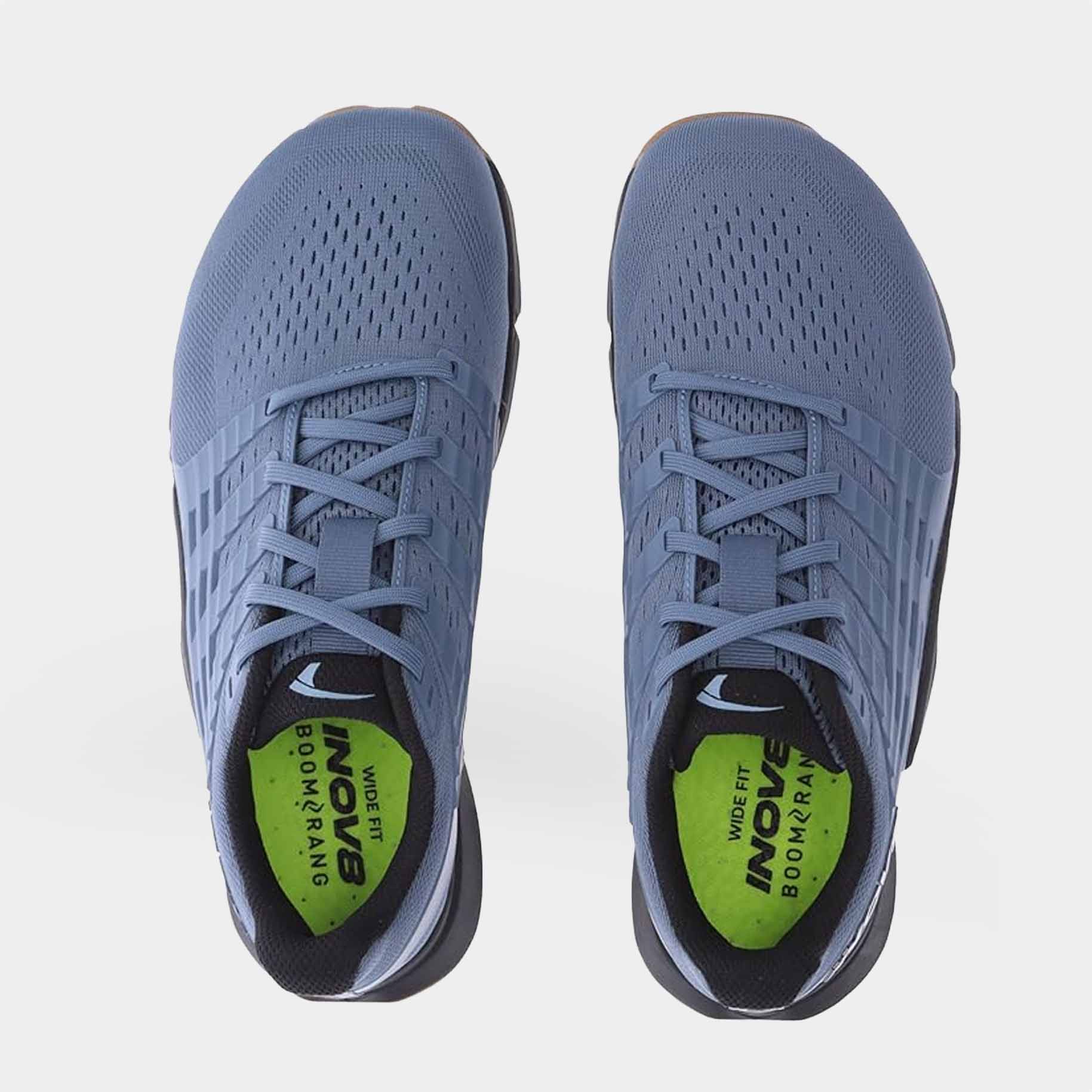 Pair of INOV8 F-Lite training shoes, slate and blue grey, top view