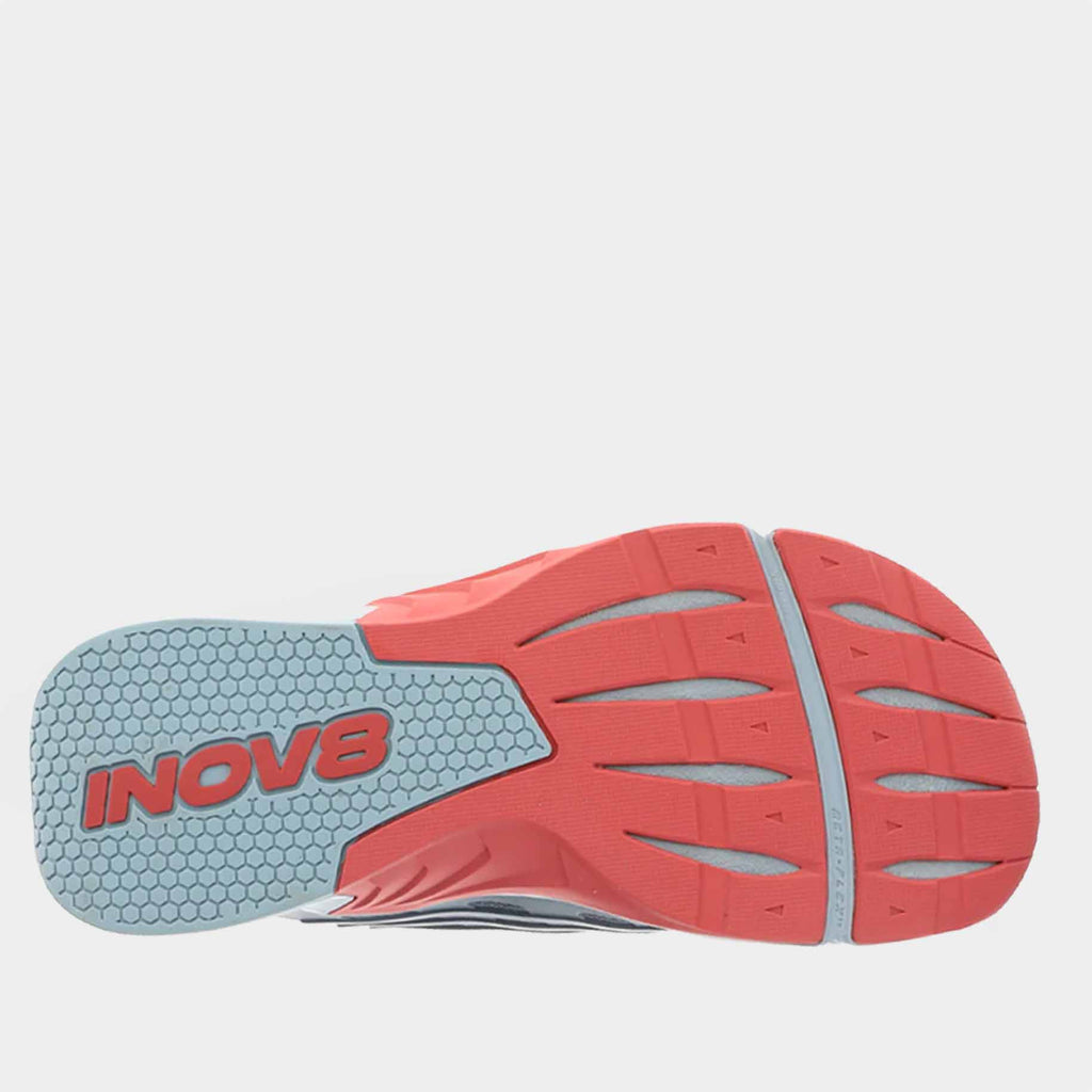 INOV8 F-Lite training shoes, slate and dusty rose, bottom view