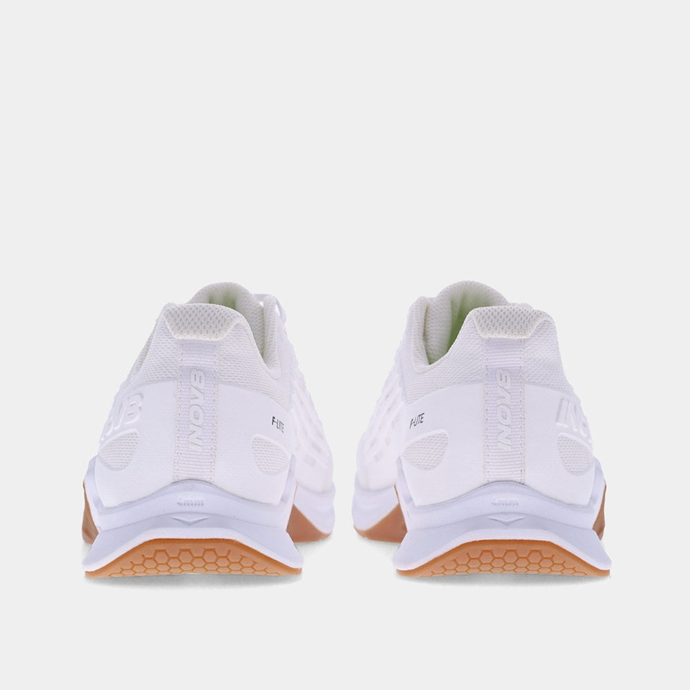 Pair of INOV8 F-Lite training shoes, white and gum, back view