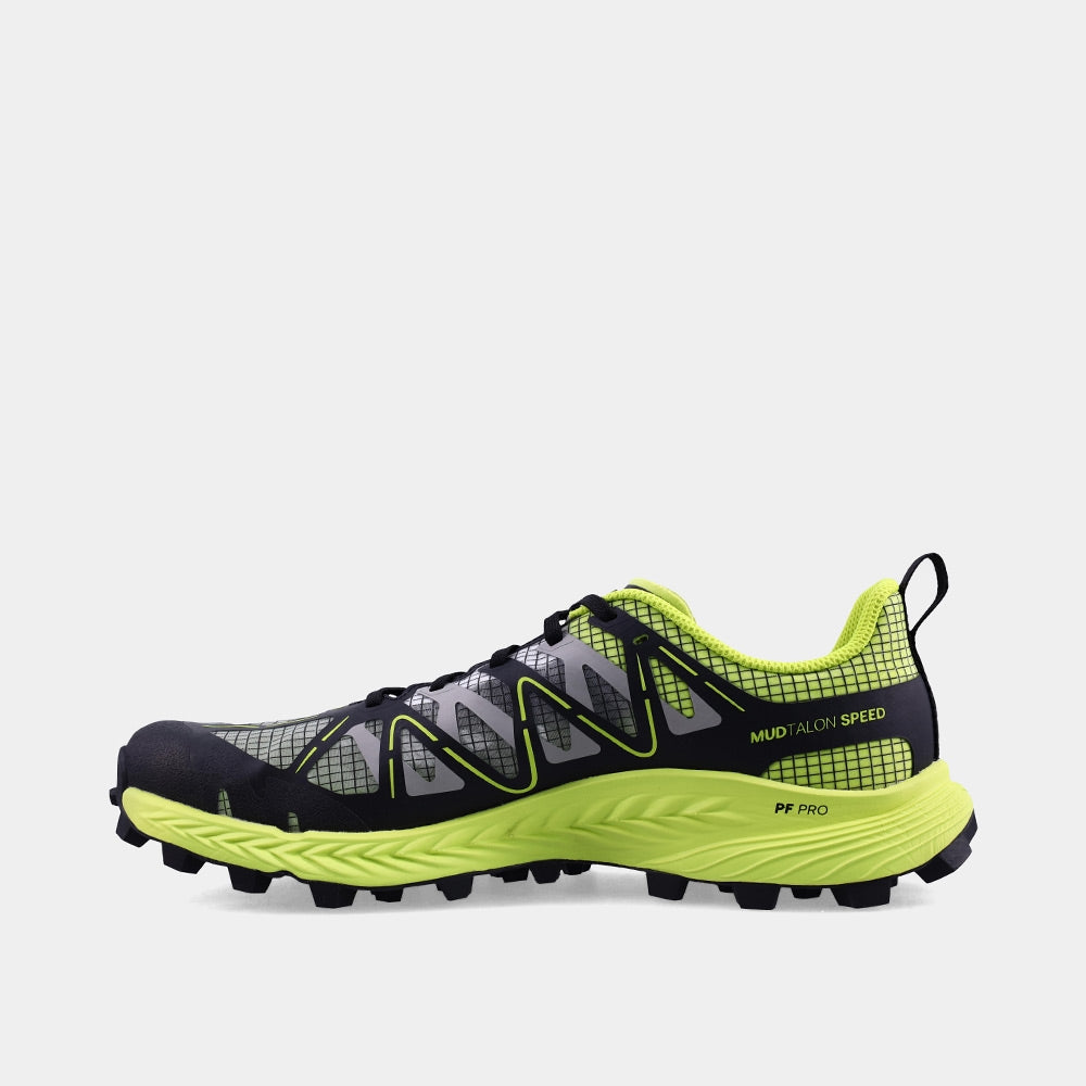 INOV8 MudTalon Speed V2 trail running shoes, black and green, inner view