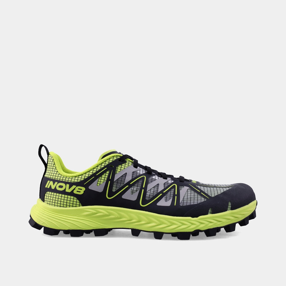 INOV8 MudTalon Speed V2 trail running shoes, black and green, outer view