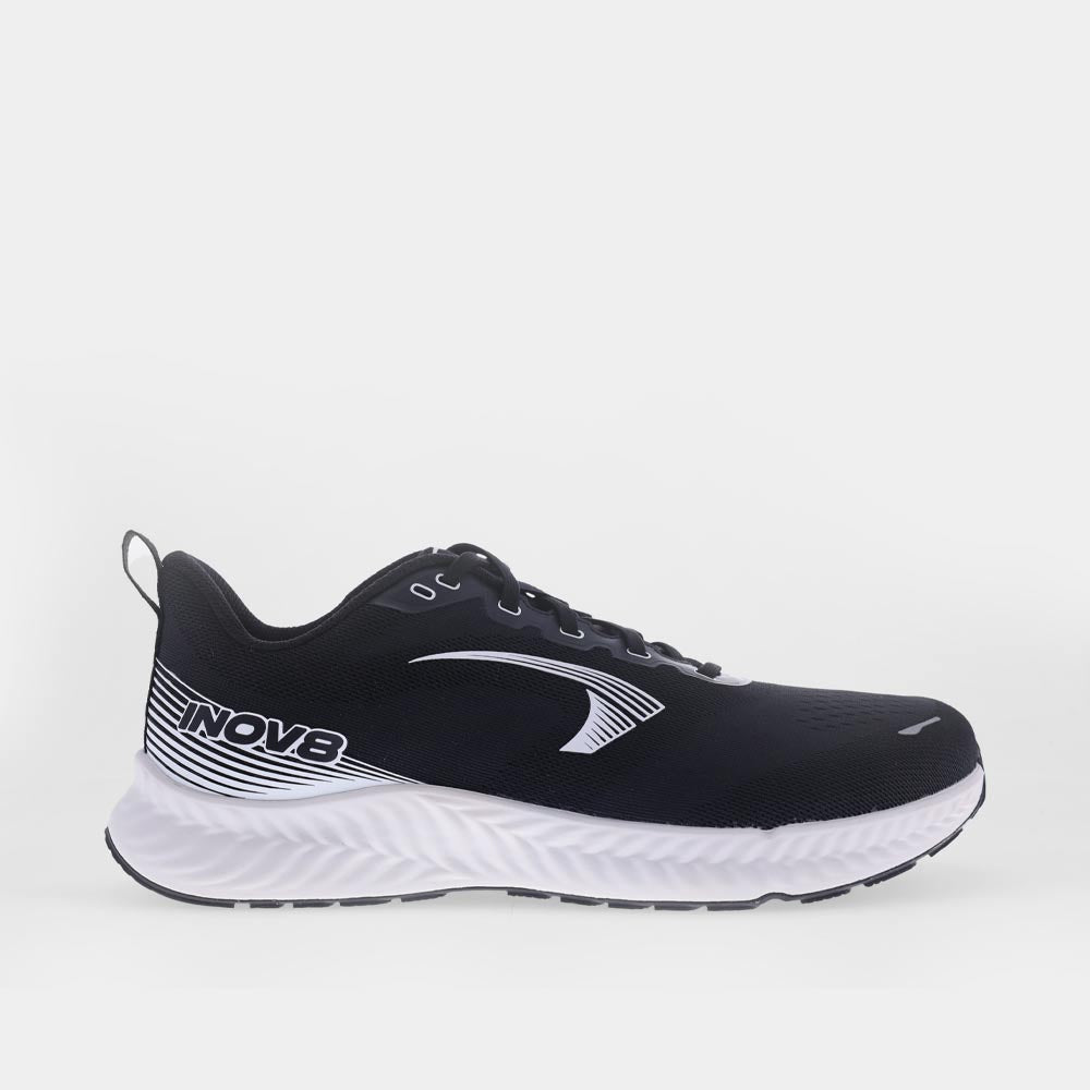 INOV8 RoadFly road running shoes, black and white, outer view