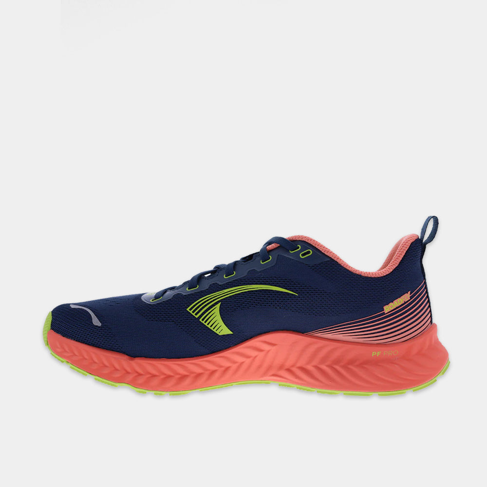 INOV8 RoadFly road running shoes, blue, coral and lime, inner view