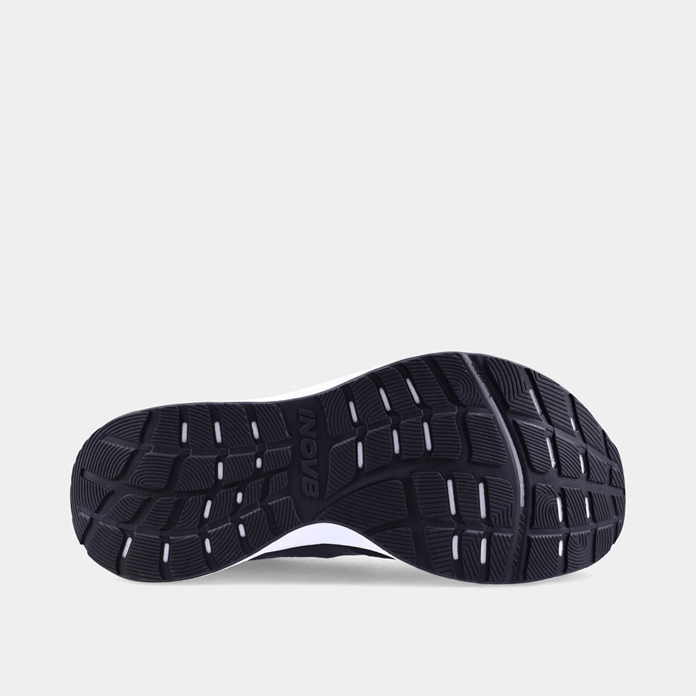 INOV8 RoadFly Max road running shoes, black and white, bottom view