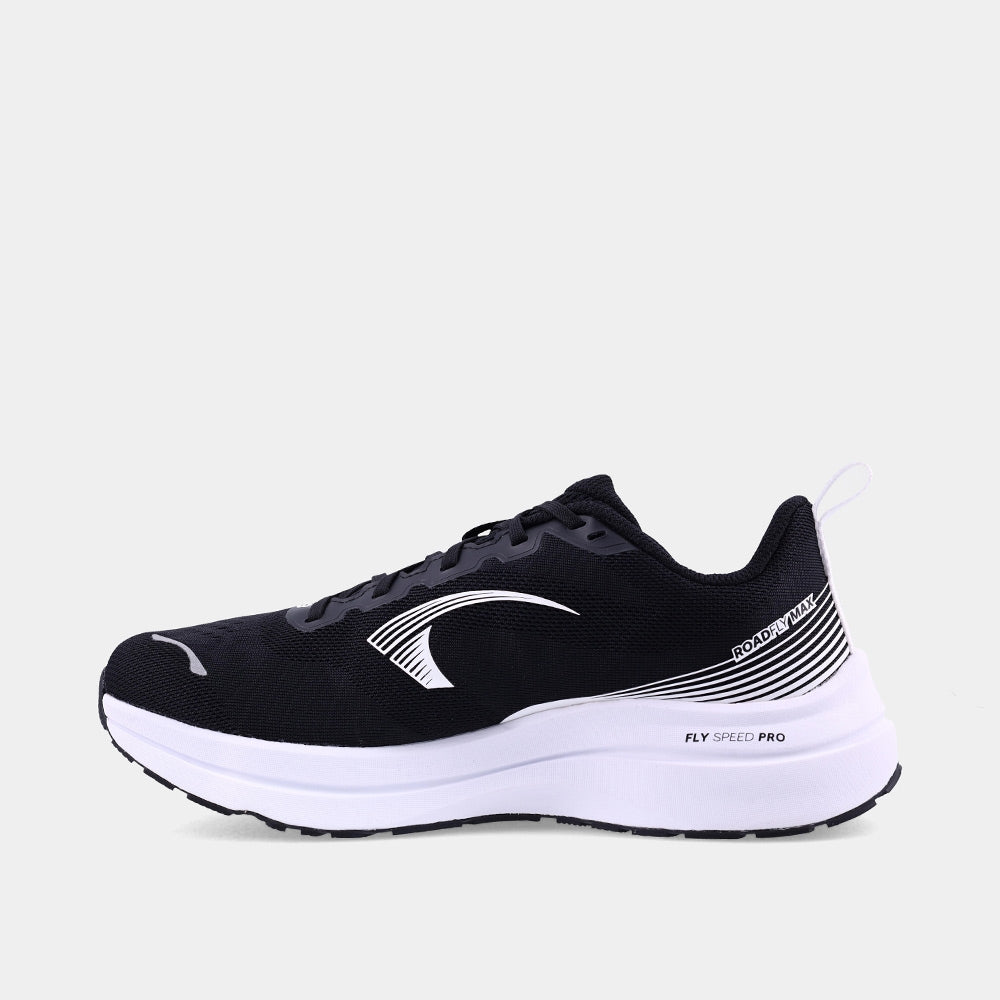 INOV8 RoadFly Max road running shoes, black and white, inner view