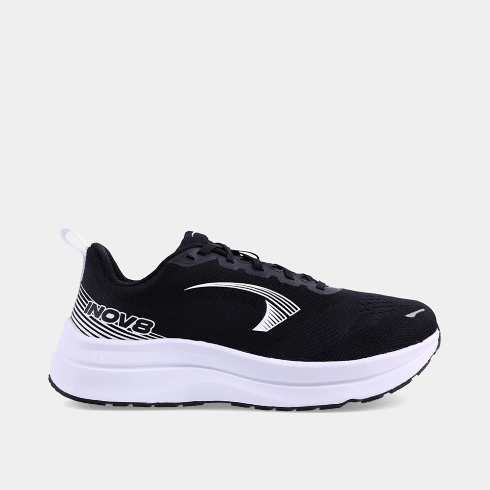 INOV8 RoadFly Max road running shoes, black and white, outer view