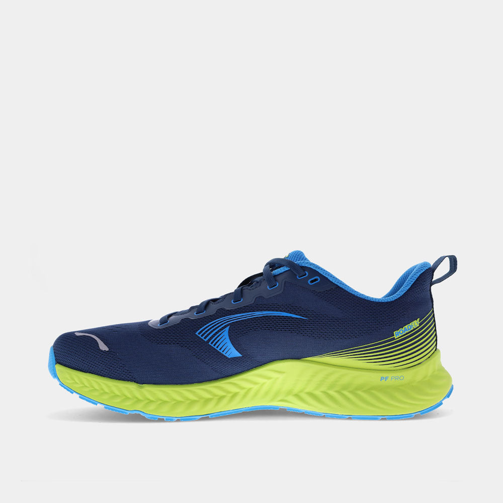 INOV8 RoadFly road running shoes, navy, blue and lime, inner view