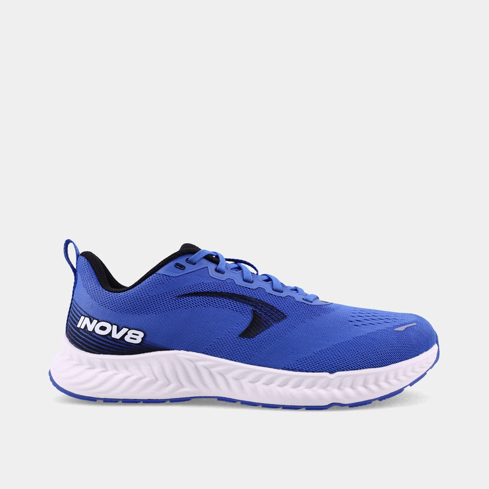 INOV8 RoadFly road running shoes, white and blue, outer view