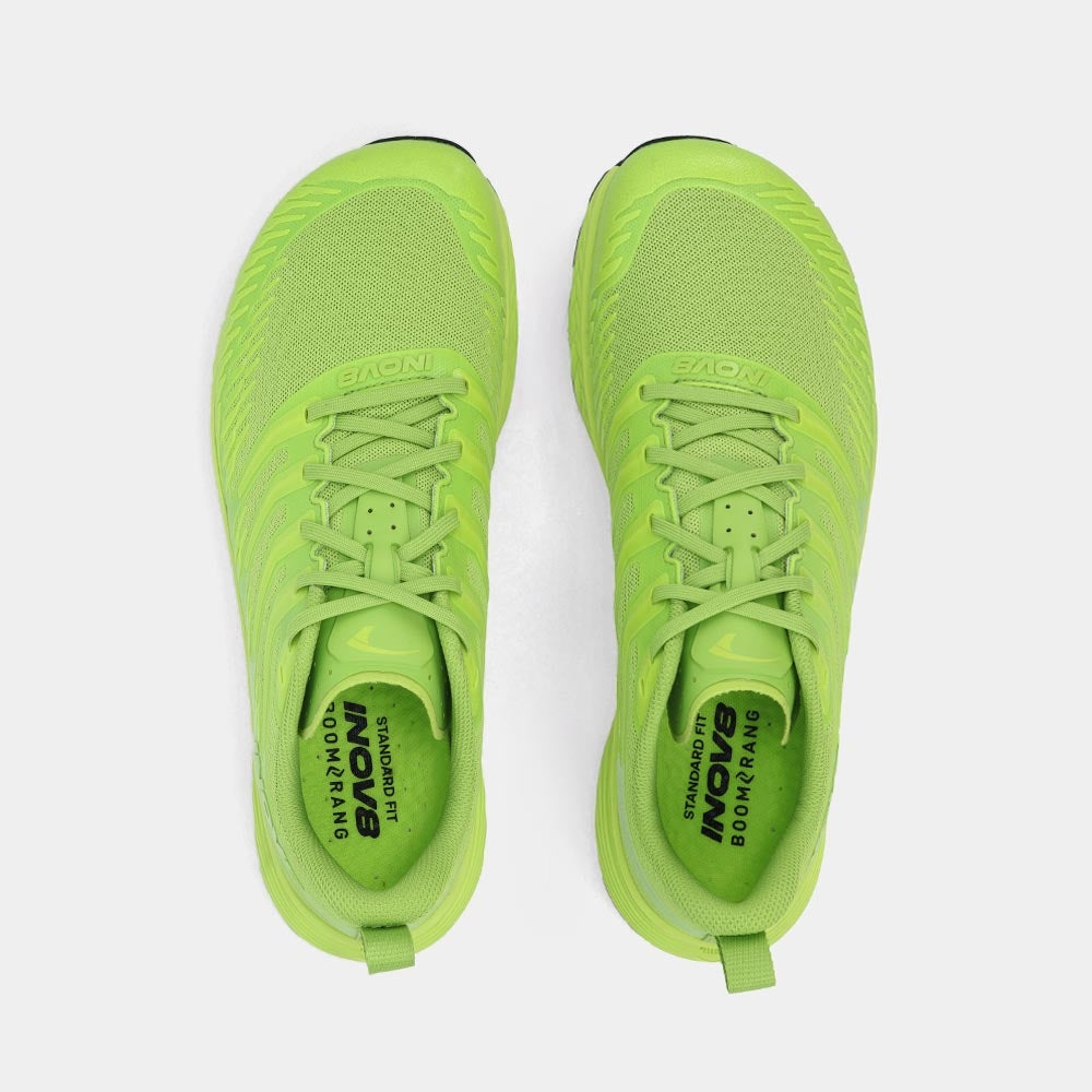 Pair of INOV8 TrailFly Speed V2 trail running shoes, green, top view