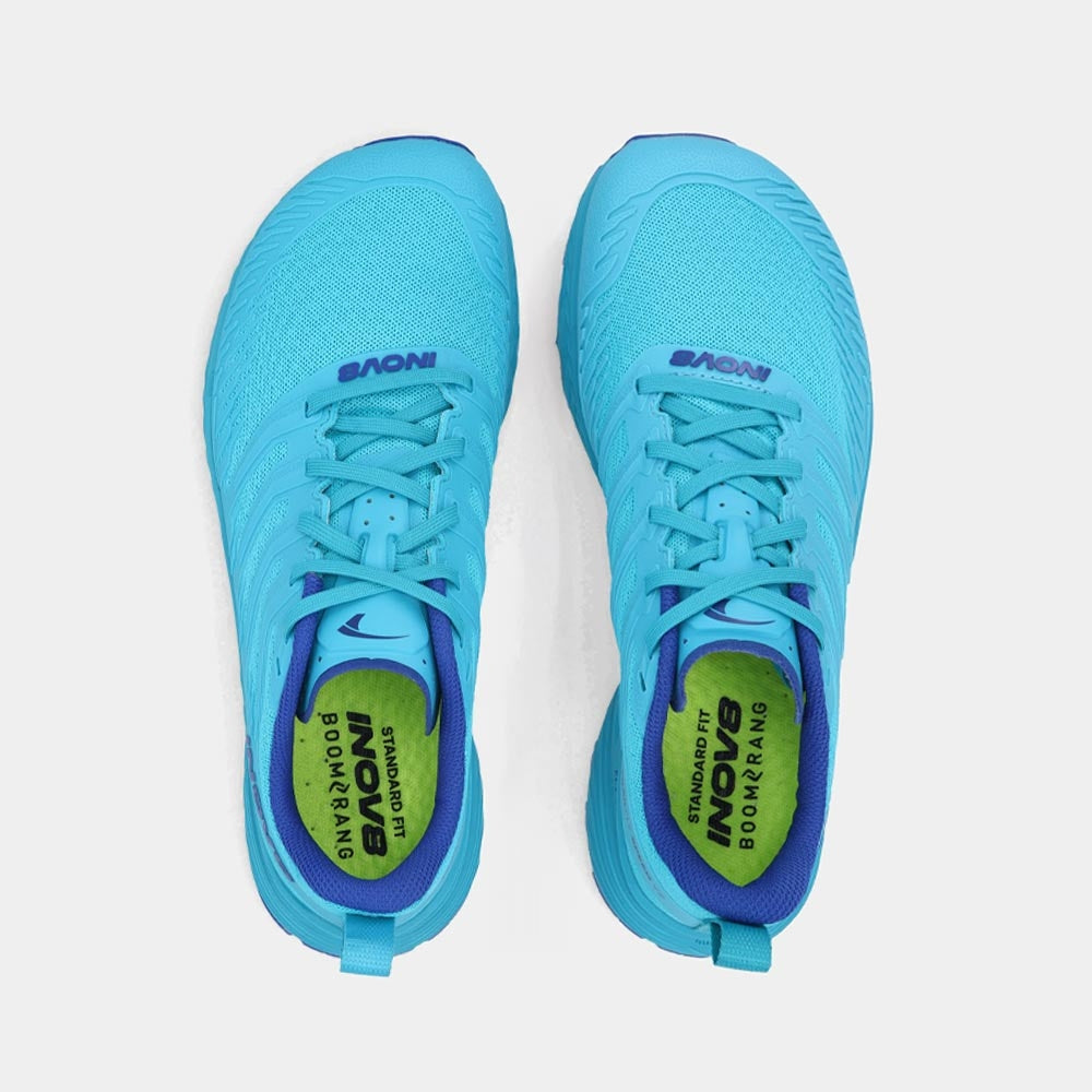 Pair of INOV8 TrailFly Speed V2 trail running shoes, teal, top view