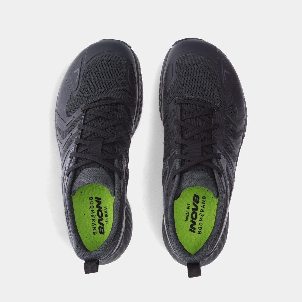 Pair of INOV8 TrailTalon trail running shoes, black, top view
