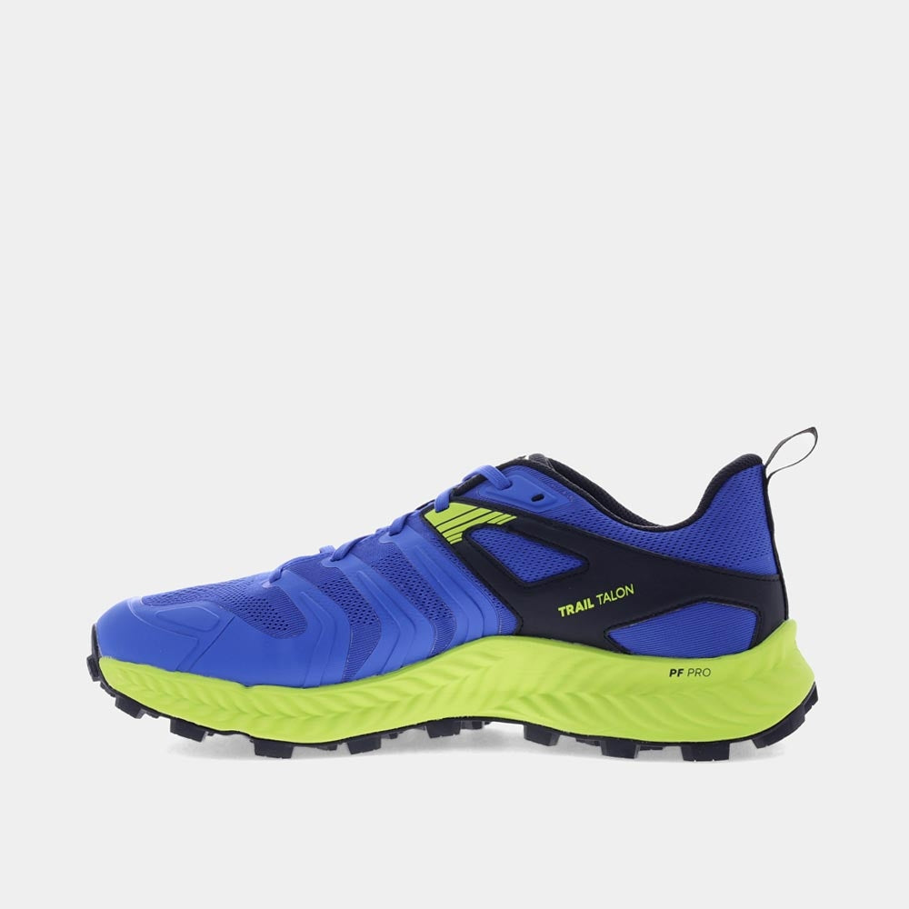 INOV8 TrailTalon trail running shoes, blue and lime, inner view