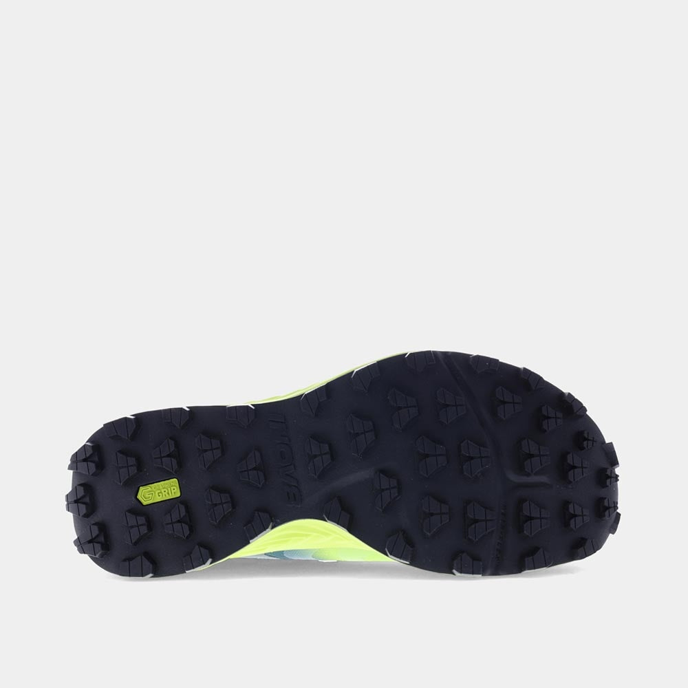 INOV8 TrailTalon Speed trail running shoes, lime and forest green, bottom view